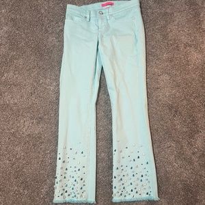 Lilly Pulitzer size 0 light blue pants embellished jeans